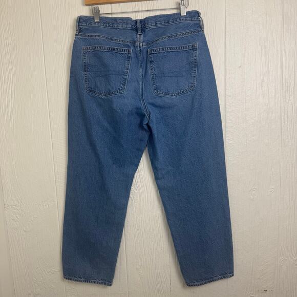 American Eagle 90st Straight Leg Jeans Size 14 Short High Rise Medium Wash Prep - Picture 5 of 8